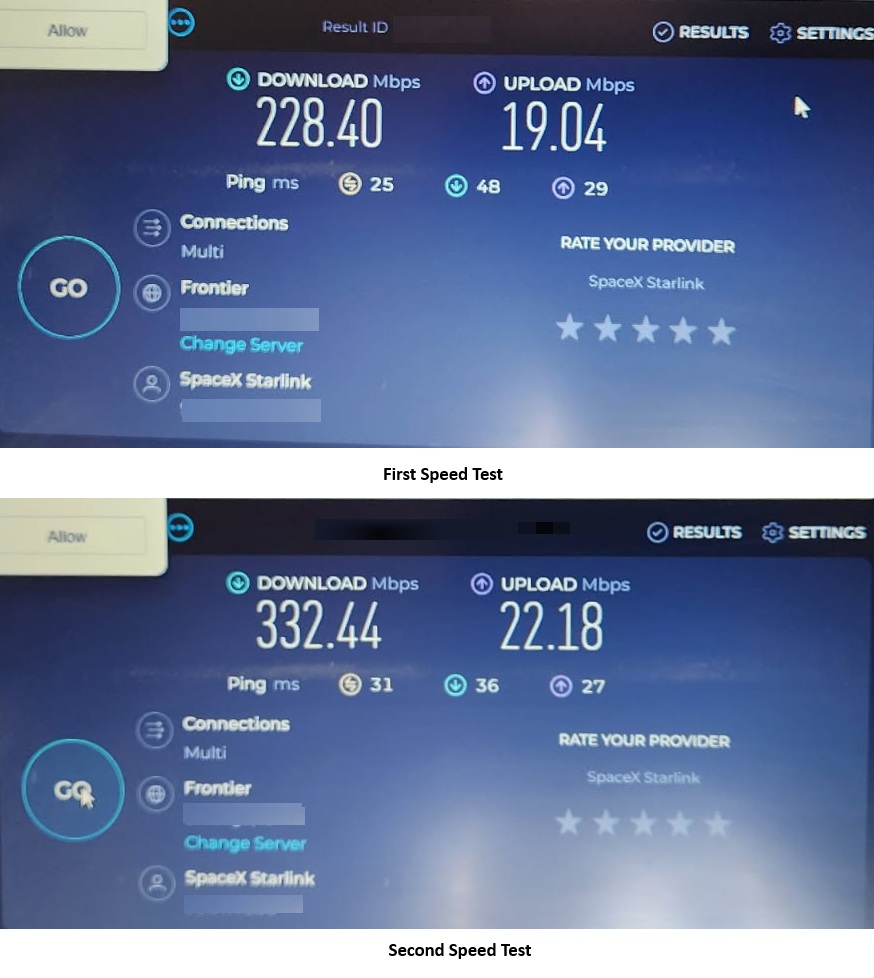 Starlink Speed test in Jefferson MO