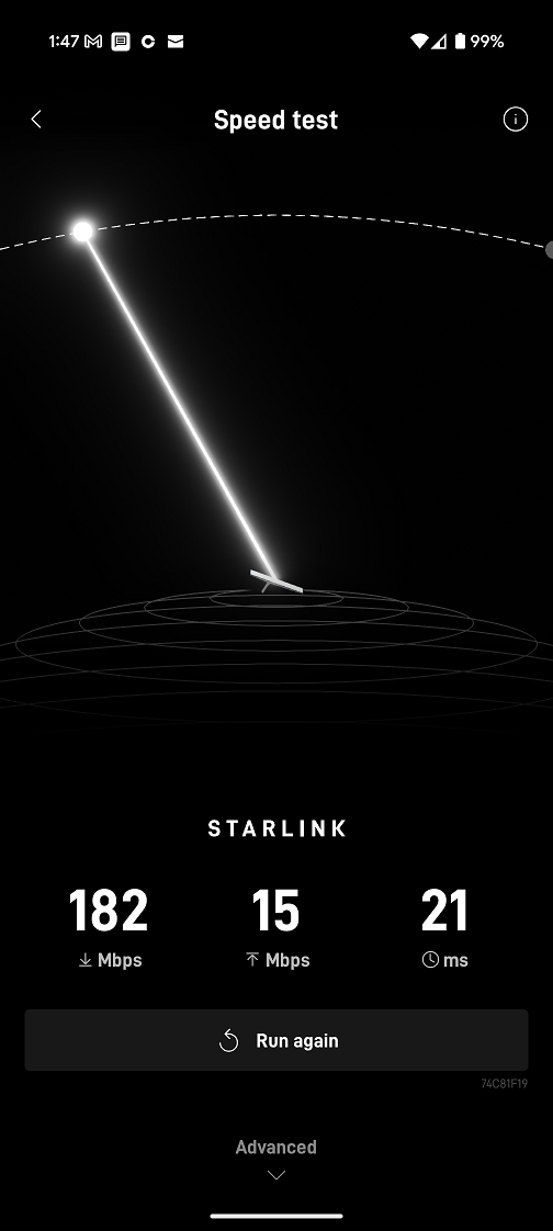 Starlink speed test in Jacksonville FL