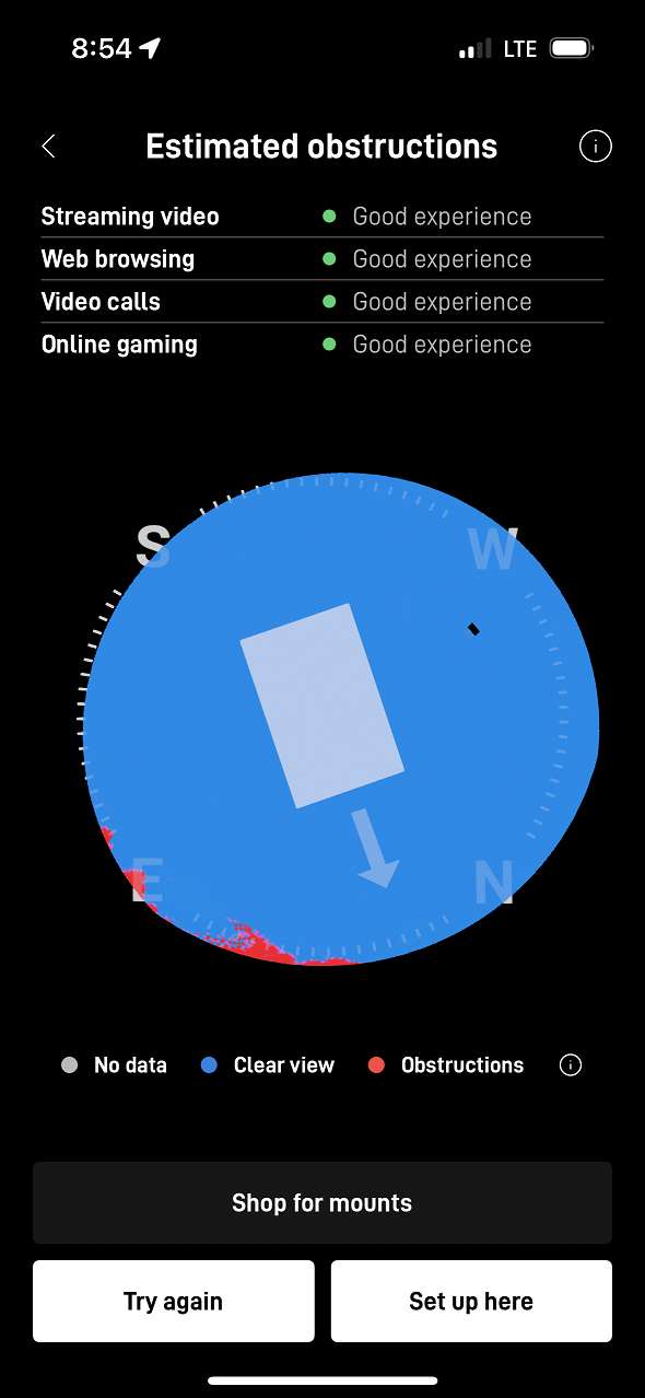 Starlink obstructions test Statesville, NC