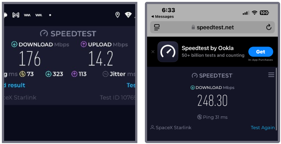 Starlink speed tests Hammond LA