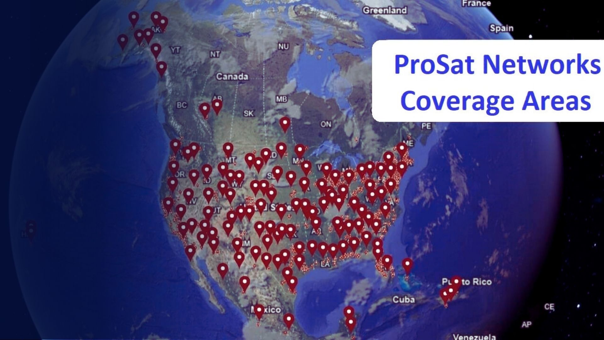 ProSat Networks Coverage Areas in USA and North America