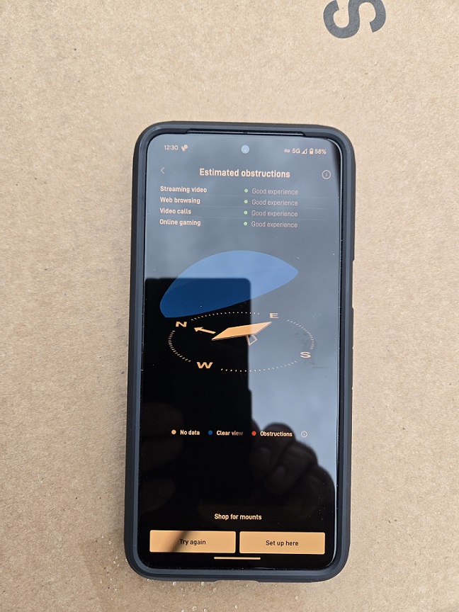 Starlink Obstructions Test Blaine WA